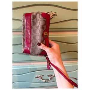 Pink & Brown COACH Wristlet